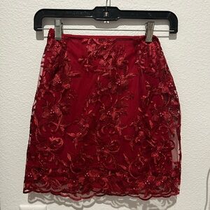 Lucy in the sky red embellished skirt